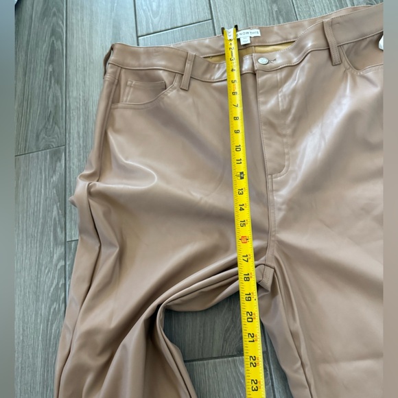 And now this|Tan faux leather Straight Leg Pants with Relaxed Fit,plus size 24W• - Picture 10 of 12